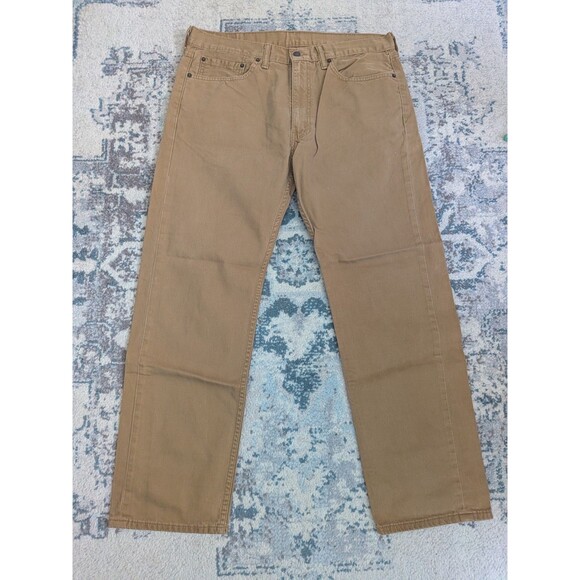 Levi's 505 Regular Fit Medium Wash Beige Men's (Size: 36 x 30) Tan Khakis - Picture 2 of 14